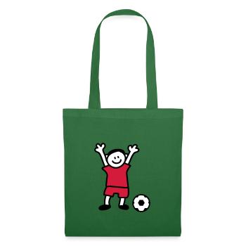 Enfant du football - Un garçon joue au foot - Sac en tissu - vert sapin - Devant