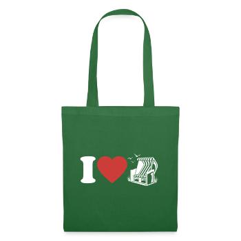 I Love Chaise de plage - Coeur - Hobby - Sac en tissu - vert sapin - Devant