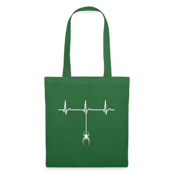 Courbe ECG - courbe cardiaque - pouls - araignée - nature - Sac en tissu - vert sapin - Devant