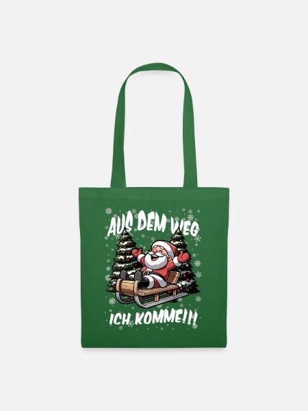Weihnachtsmann Santa Claus Schlittenfahren - Stoffbeutel - Fichte