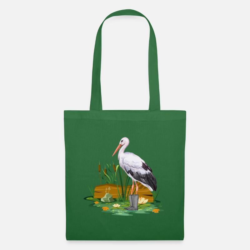 Storch in Gummistiefel - Stoffbeutel - Fichte