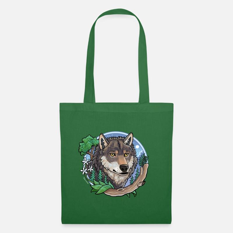 Wolf mit Landschaft - Stoffbeutel - Fichte