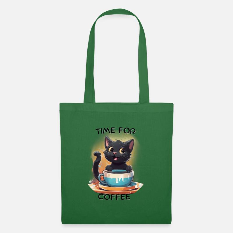 Katze mit Kaffee - Stoffbeutel - Fichte