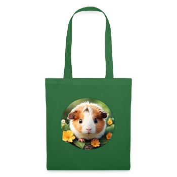 Cute guinea pig in the grass with flowers - Tote Bag - evergreen - Front