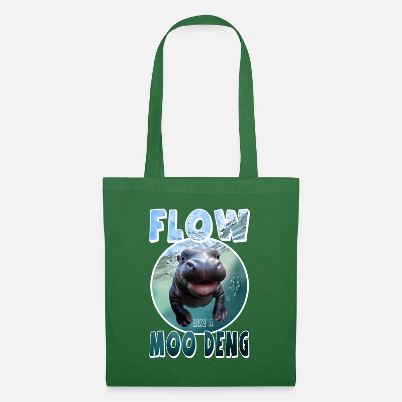 Funny Moo Deng flow - Tote Bag - evergreen