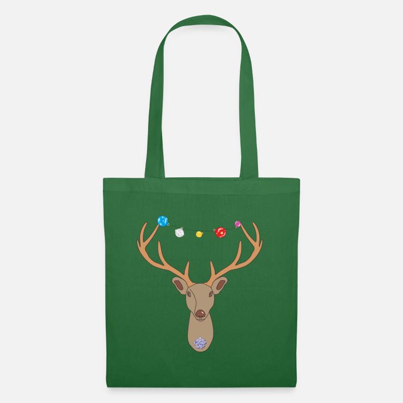 Hirsch Weihnachten, Weihnachtshirsch - Stoffbeutel - Fichte