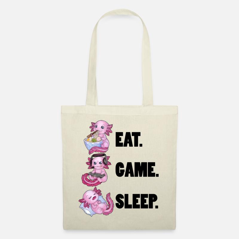 Eat Game Sleep - Cute Axolotl tolle Geschenkidee - Stoffbeutel - Natur
