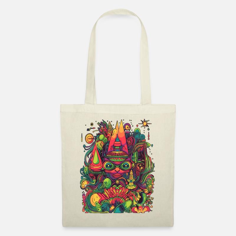 Painting creativ Psychedelic Trip Cat Illustration - Stoffbeutel - Natur