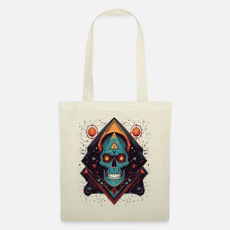 Psychedelic space skull colorful Art - Stoffbeutel - Natur