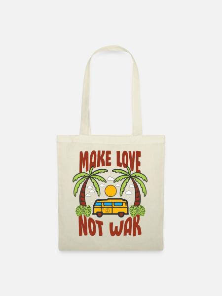 Make Love Not War Flowerpower Hippie - Stoffbeutel - Natur