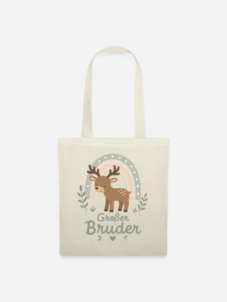 Hirsch | Geschwisterdesign | Boho Waldtier - Stoffbeutel - Natur
