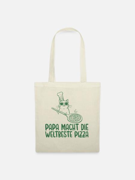 Papa macht die weltbeste Pizza Retro Katze - Stoffbeutel - Natur