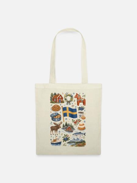 Schweden | Fika, Elch & Seen - Stoffbeutel - Natur