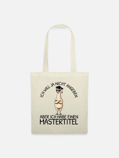 Mastertitel Lama mit Abschluss Studium - Stoffbeutel - Natur