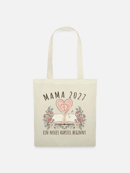 Mama 2027 Neues Kapitel Beginnt Schwangerschaft - Stoffbeutel - Natur