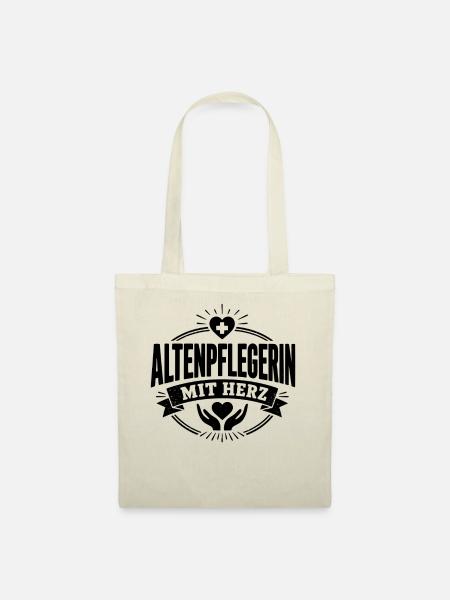 Altenpflegerin mit Herz - Stoffbeutel - Natur
