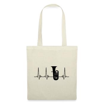 Tuba Heartbeat EKG Herzschlag für Tubaspieler - Stoffbeutel - Natur - Vorne