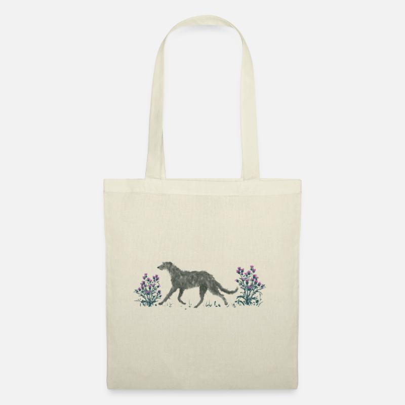 Deerhound und Disteln - Stoffbeutel - Natur