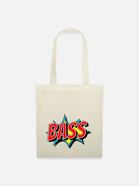 BASS als Comic Knall - Bass muss eben laut - Stoffbeutel - Natur