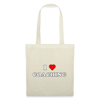 I LOVE COACHING (weiß/schwarze Umrandung) - Stoffbeutel - Natur - Vorne