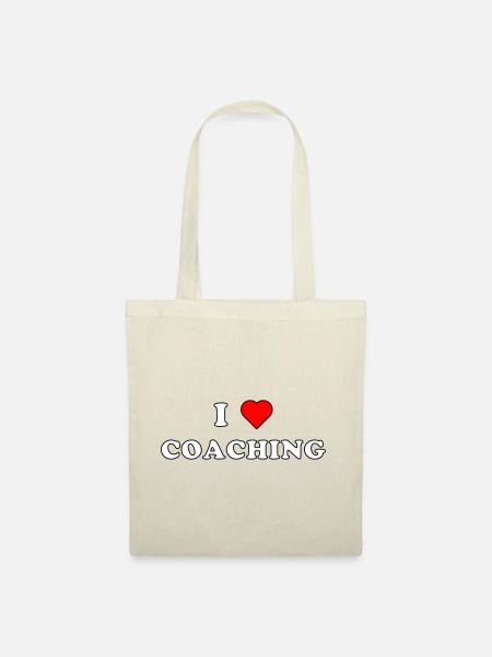 I LOVE COACHING (weiß/schwarze Umrandung) - Stoffbeutel - Natur