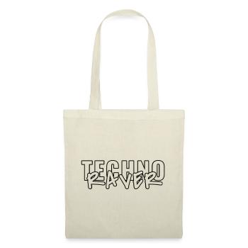 techno raver Linien - Stoffbeutel - Natur - Vorne