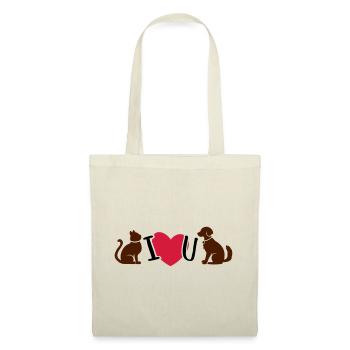 Chat et chien je t'aime - chat et chien je t'aime - Sac en tissu - nature - Devant