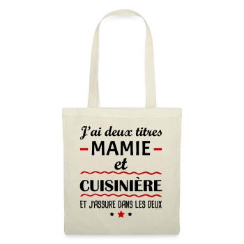 Deux titres mamie cuisinière,grand-mère,cuisine - Sac en tissu - nature - Devant