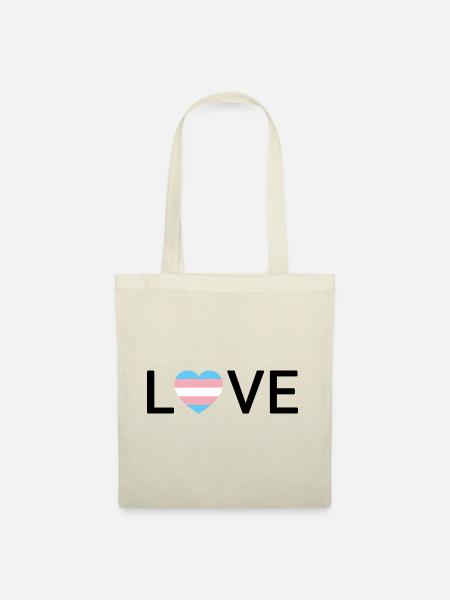 LOVE | Trans Transgender Pride | schwarze Schrift - Stoffbeutel - Natur