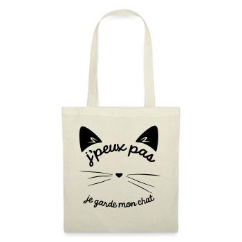 Je peux pas je garde mon chat - Sac en tissu - nature - Devant