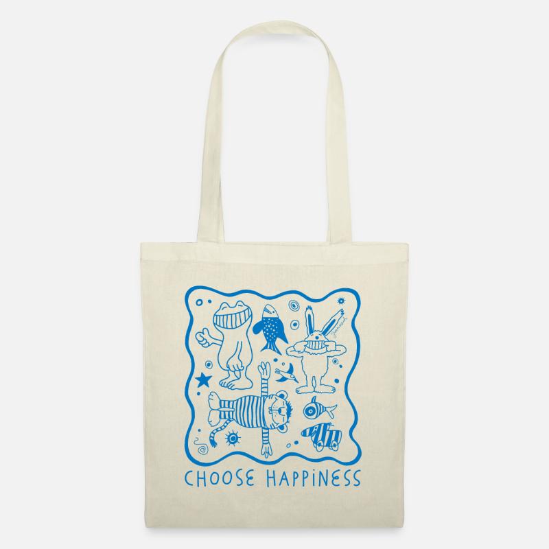 Janosch Choose Happiness Blaues Design - Stoffbeutel - Natur