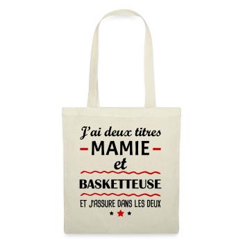 Deux titres mamie basketteuse, basket, grand-mère - Sac en tissu - nature - Devant