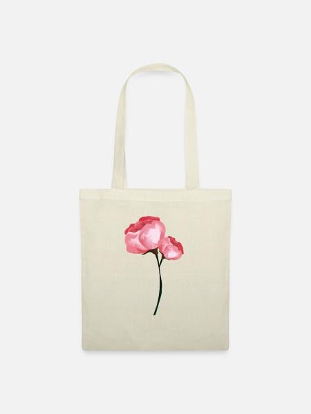 Blume Frühling Pfingstrose Rosa - Geschenkidee - Stoffbeutel - Natur