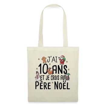 10 Ans Anniversaire Cadeau Père Noël Humour Enfant - Sac en tissu - nature - Devant