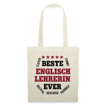 Beste Englisch Lehrerin Teacher Englischlehrerin - Stoffbeutel - Natur - Vorne