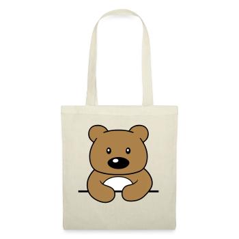 rahmen text schreiben teddy grizzly baer baerchen - Stoffbeutel - Natur - Vorne