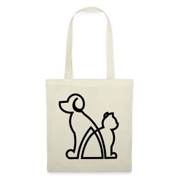 Cat and Dog gift idea/ Hund und Katze Geschenkidee - Stoffbeutel - Natur - Vorne