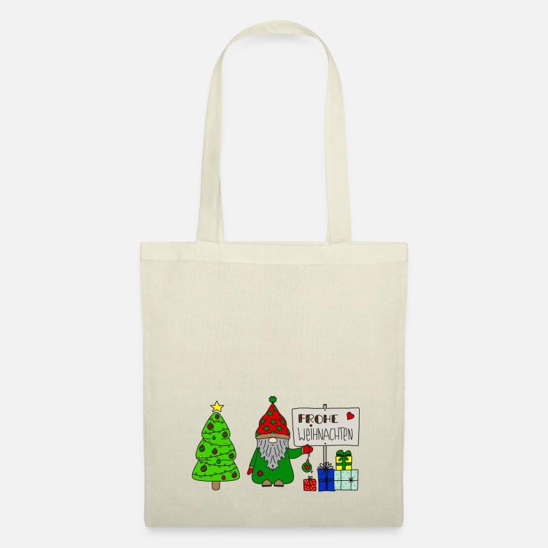 NICE Wichtel mit Tannenbaum und Geschenken - Stoffbeutel - Natur