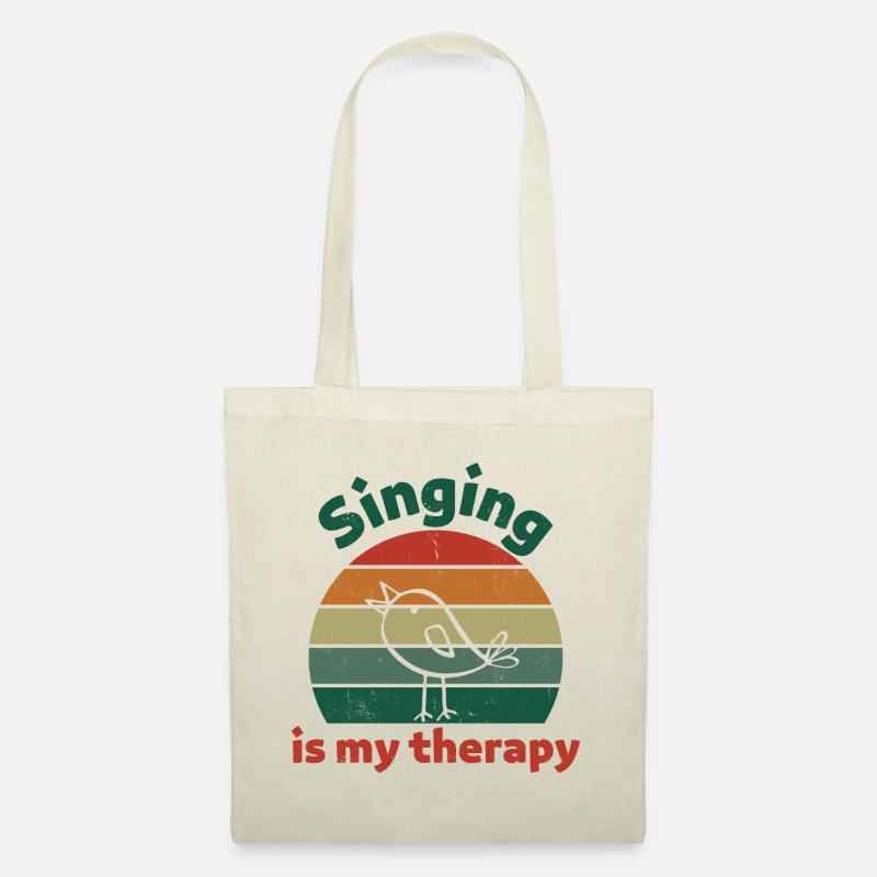 Singing is my therapy! retro dunkel - Stoffbeutel - Natur