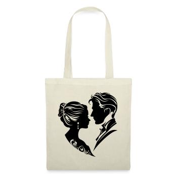 Silhouette de mariage de couple marié - Sac en tissu - nature - Devant