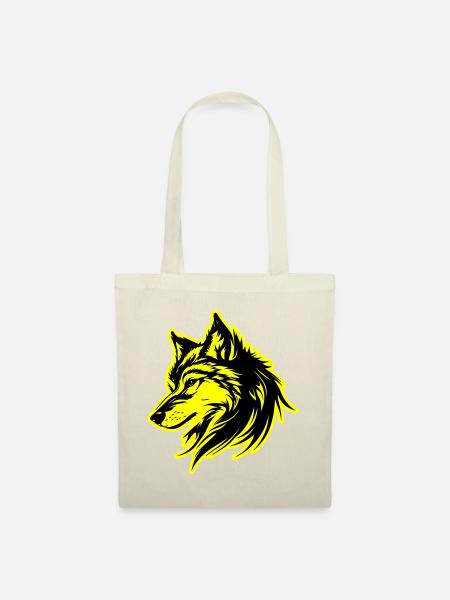 Wolf Silhouette - Stoffbeutel - Natur