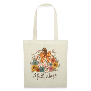 Herbststimmung Fall Vibes Boho Kürbis Mit Blumen - Stoffbeutel - Natur - Vorne