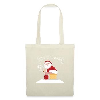 Idée cadeau Père Noël sur la cheminée - Sac en tissu - nature - Devant