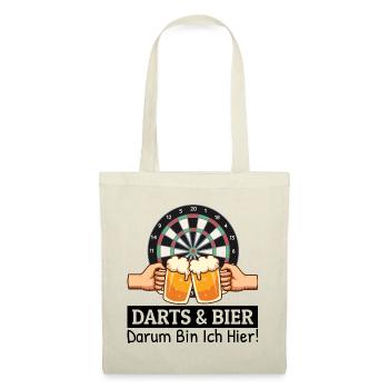 Darts Und Bier Darum Bin Ich Hier Dart Sprüche - Stoffbeutel - Natur - Vorne