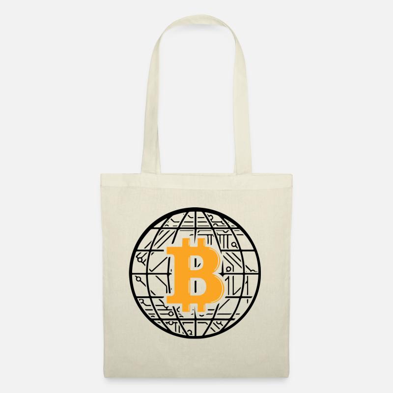Bitcoin Blockchain Globe - Stoffbeutel - Natur