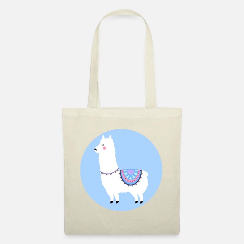 Lama mit bunten accessoires - Stoffbeutel - Natur