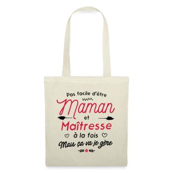 Maman et maîtresse - ca va je gére ! - Sac en tissu - nature - Devant