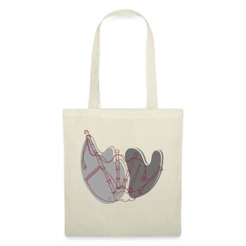 "Dudelsack", Boho Line Art Design, Serie "Music" - Stoffbeutel - Natur - Vorne