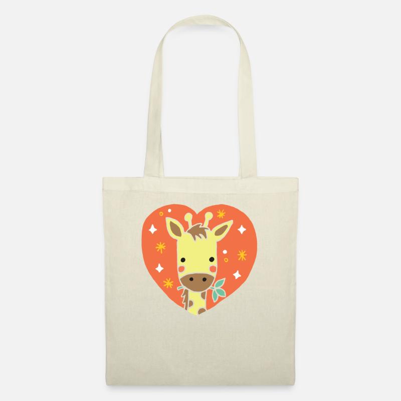 Giraffe Herz Geschenk Girafe Heart - Stoffbeutel - Natur