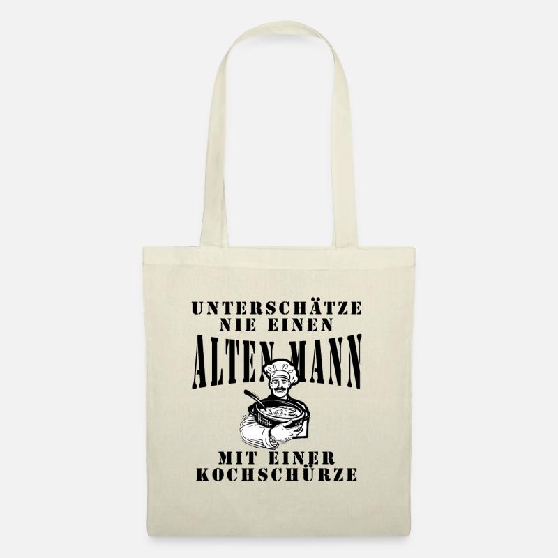 Old man with apron, Never underestimate - Tote Bag - nature